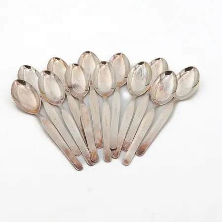 12 mokkalusikkaa, Tapio, kaiverrettu, pituus 101mm, 916, Paino: 97 g