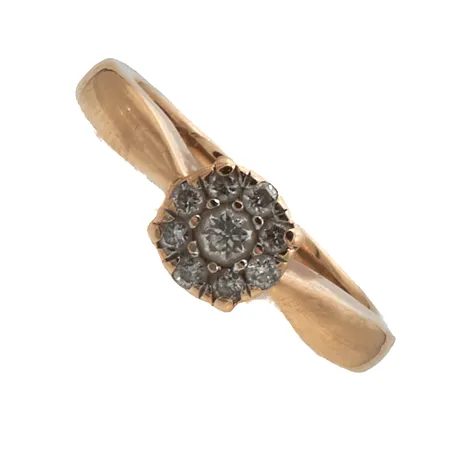 Timanttisormus 1xn.0.08ct 8xn.0.02ct, koko 15½, 585, Paino: 2,8 g