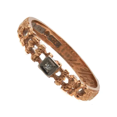 Timanttisormus 1xn.0.005ct, kaiverrettu, koko 17¼, 585, Paino: 2,1 g