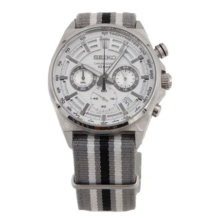 Teräsrannekello Seiko Racing Sports Chronograph, Ø 40mm, ref. SSB401P, ser. 156732, quartz, kangasranneke