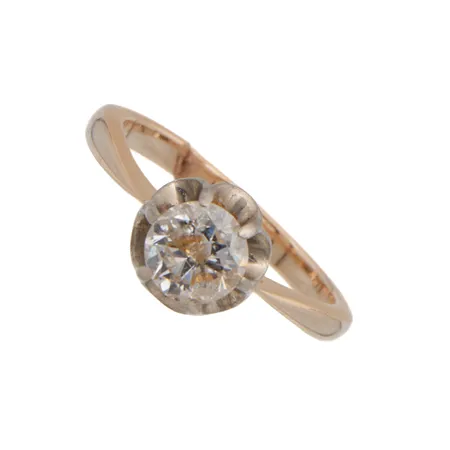 Viallinen timanttisormus 1xn.0.90ct, koko 17¾, 585br,  Paino: 3,8 g