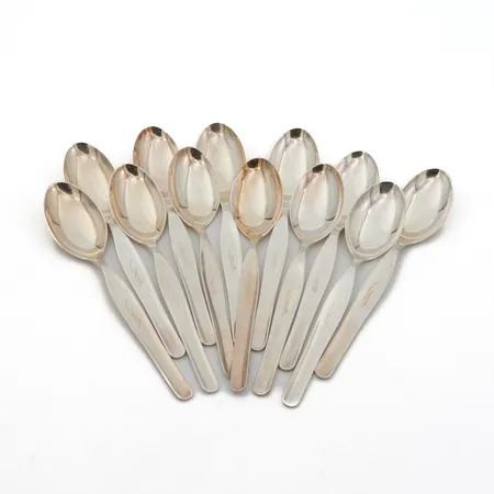 12 kahvilusikkaa, Tapio, kaiverrettu, pituus 122mm, 830-916, Paino: 160 g