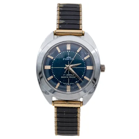 Teräsrannekello, Fortis, 17 jewels, manuaalinen, rungon Ø 39mm, lasissa naarmuja