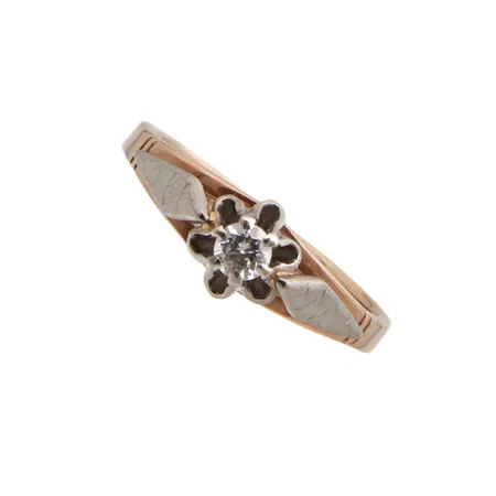 Timanttisormus 1xn0.15ct, koko 18½, 583 keöta- ja valkokulta, Paino: 3,5 g