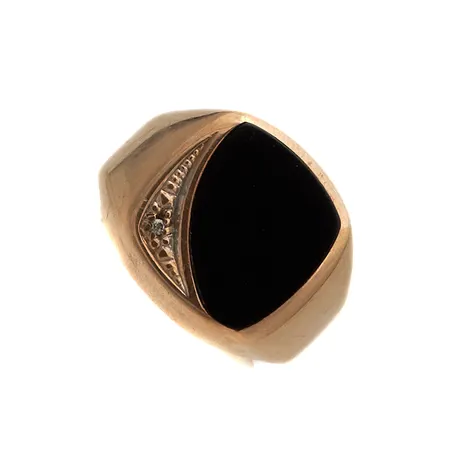 Kivikantasormus timantilla 1xn.0.01ct, koko 20½, 585br, Paino: 4,4 g