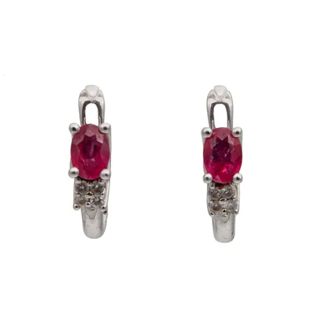 Kivikorvakorut timanteilla 8xn0.01ct, korkeus 15mm, 585br valkokulta, Paino: 3,2 g