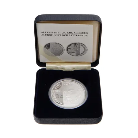 Juhlaraha, Aleksis Kivi ja kirjallisuus, Suomen Rahapaja, 2000, mukana alkuperäistodistus ja alkuperäinen laatikko, 925,  Paino: 22 g