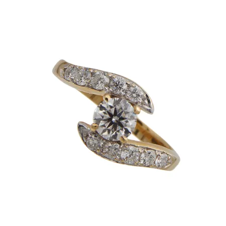 Timanttisormus 1xn.0.50ct ja 10x.0.03ct, koko 16¼, (GIA todistus I - VS1) 750, Paino: 3,3 g
