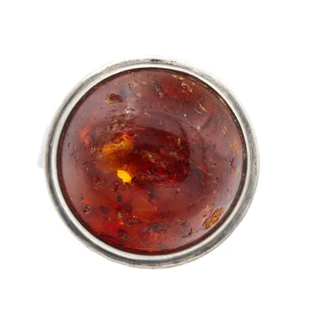 Meripihkasormus E.Granit & Co, koko 18½, vuodelta 1968, kivessä kulumaa, 916br, Paino: 7,2 g
