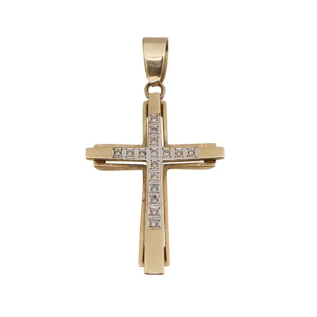 Risti-riipus timanteilla 16xn.0.01ct, korkeus 41mm, 585, Paino: 4,1 g
