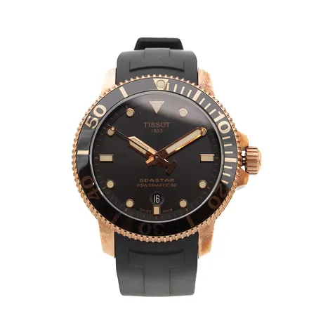 Teräsrannekello, Tissot Seastar, Powermatic 80, automaatti, rungon Ø 43mm, kumiranneke, ref. T120407A, 