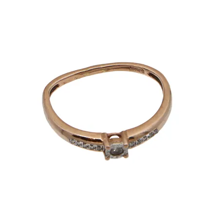 Viallinen timanttisormus, 1xn0.03ct, 10xn.0.005ct, 585br, Paino: 1,7 g