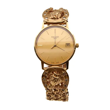 Kultarannekello Tissot kultarannekkeella, quartz, kaiverrettu, Ø 34mm, pituus 200mm, 585br,  Paino: 70,2 g