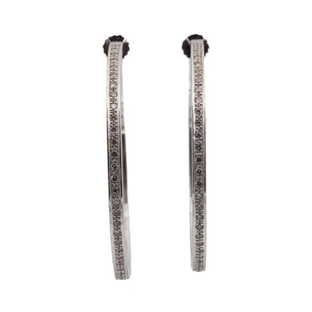 Timanttikorvarenkaat 80xn.0.01ct, korkeus 40mm, ruuvitaustat, valkokultaa 750, Paino: 13 g