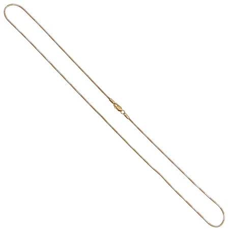 Käärmekaulaketju, käytön jälkiä, pituus 47cm, kelta- ja valkokulta 585, Paino: 5,2 g