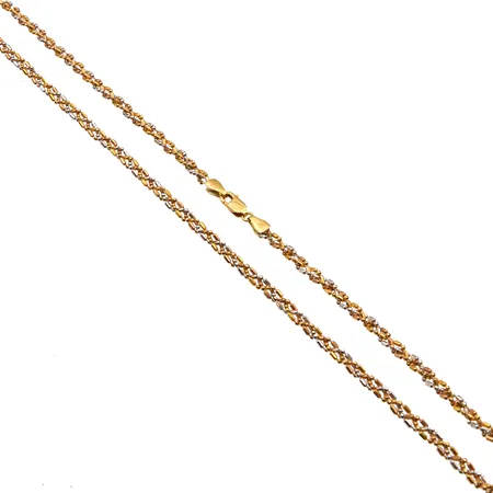 Kaulaketju, pituus 46cm, leveys 3mm, 750 kelta- ja valkokulta, Paino: 9,4 g