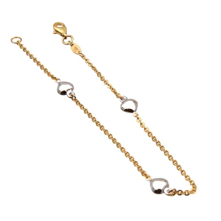 Sydän-rannekoru, pituus 180mm, leveys 1-6mm, 585, Paino: 2,3 g