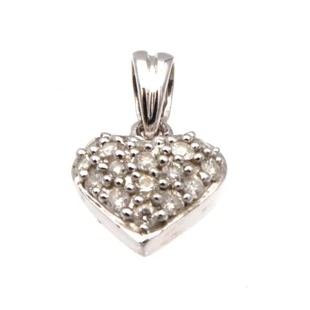 Sydän-riipus timanteilla 18xn.0.005ct, korkeus 13mm, leveys 9mm, 750 valkokulta,  Paino: 0,8 g