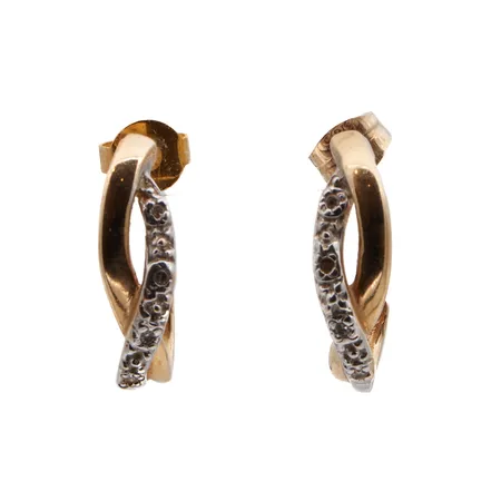 Timanttikorvakorut 8xn.0.005ct, korkeus 16mm, toinen tausta puuttuu, 585br, Paino: 2,3 g