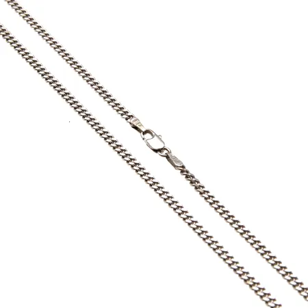 Panssarikaulaketju, pituus 50cm, leveys 3mm, 585 valkokulta,  Paino: 11,4 g