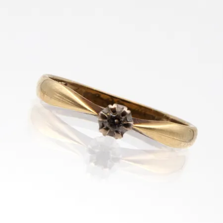 Timanttisormus 1xn.0.03ct, koko 16½, kaiverrettu, 585, Paino: 2,1 g