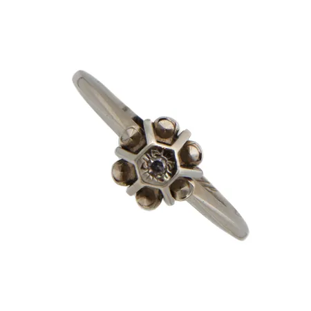 Timanttisormus 1xn.0.02ct, koko 16, kaiverrettu, valkokultaa 585br, Paino: 2 g