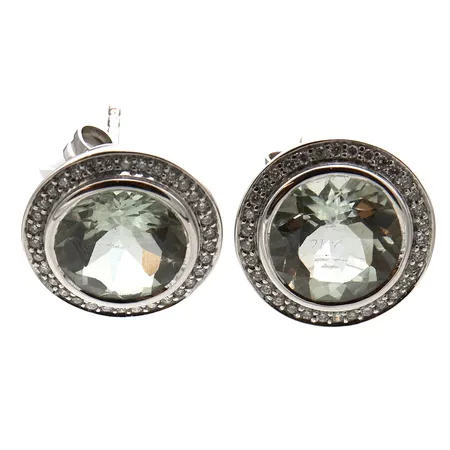 Kivikorvakorut timanteilla 72xn.0.005ct, Ø 13mm, 585br valkokulta, Paino: 5,6 g