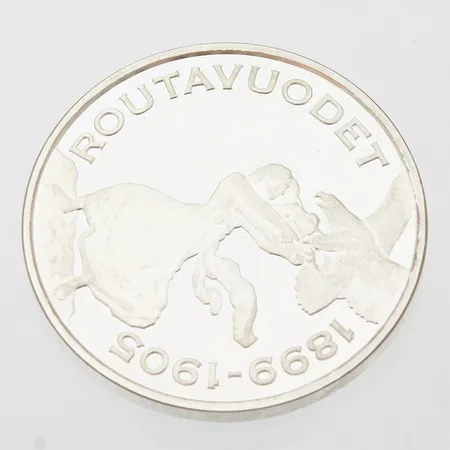 Hopeamitali, Suomi, Routavuodet 1899-1905, 925, Paino: 27,3 g