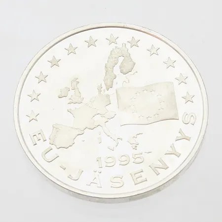 Hopeamitali, Suomi, Eu-jäsenyys 1995, 925,  Paino: 27,2 g