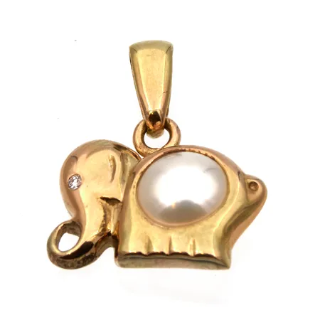 Norsu-riipus helmellä ja timantilla 1xn.0.005ct, korkeus 20mm, leveys 17mm, 585br, Paino: 4 g
