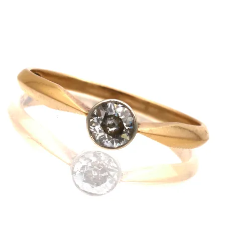 Timanttisormus 1xn.0.30ct, old European cut, koko 18½, 1911, Alexander Sandelin, Kristiinankaupunki, 750,  Paino: 2,2 g