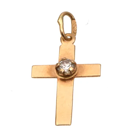 Risti-riipus kivellä, korkeus 18mm, leveys 10mm, 585br,  Paino: 0,3 g
