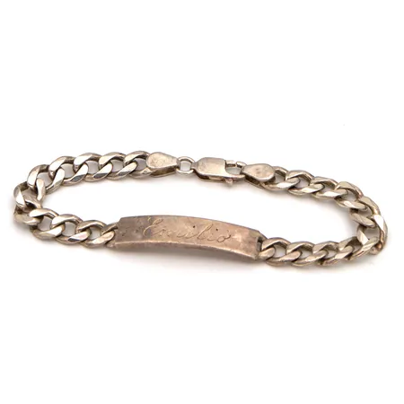 Panssariranneketju laatalla, kaiverrettu, leveys 8mm, pituus 210mm, 925, Paino: 27 g