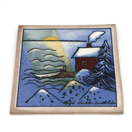 Seinälautanen Arabia, Kesäunelma, Heljä Liukko-Sundström, mitat 12x12cm,