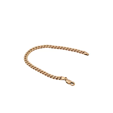 Panssariranneketju, pituus 190 mm, leveys 5mm, pieniä painaumia, ontto, 585, Paino: 6,7 g
