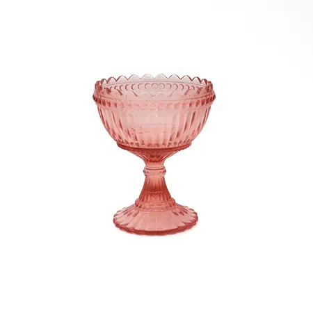 Mariskooli, Marimekko, Iittala, Lohenpunainen, korkeus 150mm, pohjassa ja reunassa pieniä paloja lohjennut