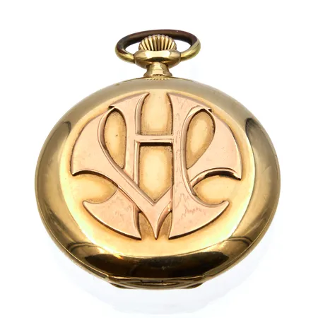 Kultataskukello Eterna, kaiverrettu, Ø 50mm, manuaalivetoinen, välikuori kultaa, koneiston numero 1871 151, käytön jälkiä, 585br, Paino: 90 g
