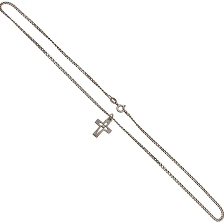 Panssarikaulaketju ristiriipuksella, ketjun pituus 42,5cm, riipuksen korkeus 21mm, 830-925br,  Paino: 4,8 g