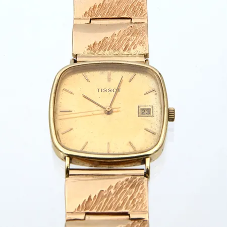 Kultarannekello Tissot kultarannekkeella, quartz, Ø 30mm pituus 225mm, käytöstä aiheutunutta kulumaa, 585br,   Paino: 106,5 g