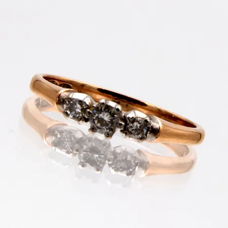 Timanttisormus 2xn.0.03ct 1xn.0.10ct, koko 16¾, 585, Paino: 2,1 g