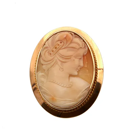 Came-rintakoru riipus-lenkillä, korkeus 45mm, leveys 38mm, 585br Paino: 11,1 g