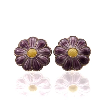 Emaloidut korvakorut, Kukka-keto, Kalevala Koru, Ø 15mm, 925br,  Paino: 3,6 g