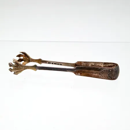Sokeripihdit, Musla, monogrammi kaiverrus, pituus 118mm, vuodelta 1925, 813, Paino: 21,4 g
