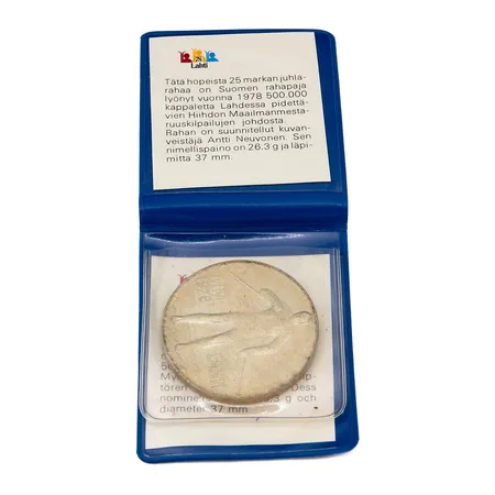 Juhlaraha, Lahti MM 1978, nimellisarvo 25mk, 500, Paino: 26,4 g