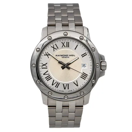 Teräsrannekello, Raymond Weil Geneve Tango, quartz, rungon Ø 39mm, ref. 5599, sr.V869125, rannekkeen pituus 175mm
