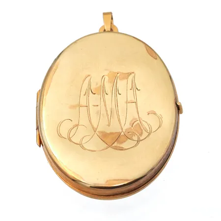 Viallinen medaljonki-riipus, kaiverrettu, korkeus 45mm, 585, Paino: 6,2 g