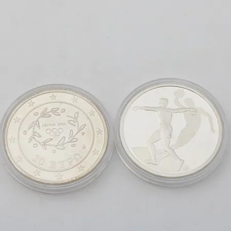 Kaksi hopearahaa, 10 2004, Olympic Summer games in Athens 2004, 925, Paino: 68,8 g