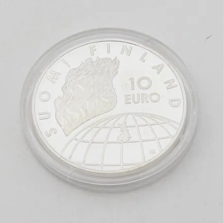 Juhlaraha, Helsingin olympialaiset 50-vuottta 2002, Suomi, nimellisarvo 10 euroa, 925,  Paino: 27,1 g