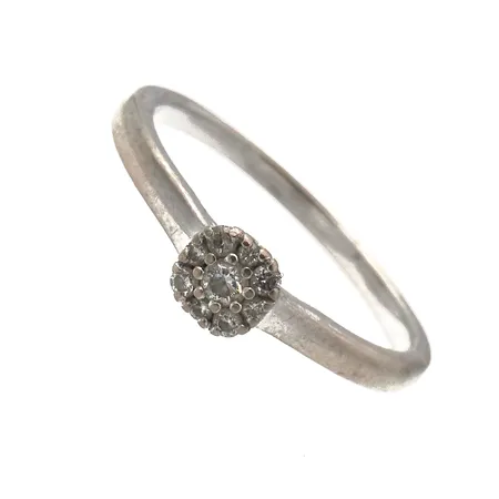 Timanttisormus 1xn.0.04ct 6xn.0.01ct, koko 18¾, 585 valkokulta, Paino: 2,8 g