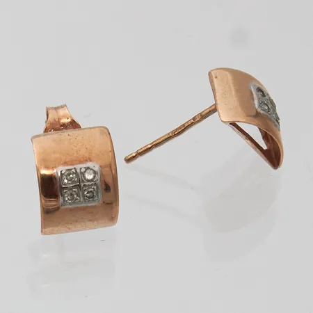 Timanttikorvakorut 8xn0.01ct, korkeus 9mm, toinen tausta puuttuu, 585, Paino: 1,6 g
